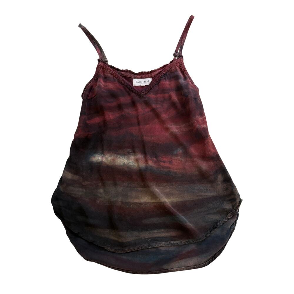 Bella Dahl women's Deep Red Tye Dye Long Tank Top Size XS